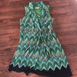 Blue Green Sleeveless Dress Lg